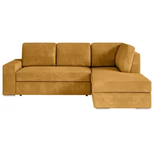 Canapé d'angle convertible LOUNGITUDE ADEN en velours côtelé jaune ave... pas cher