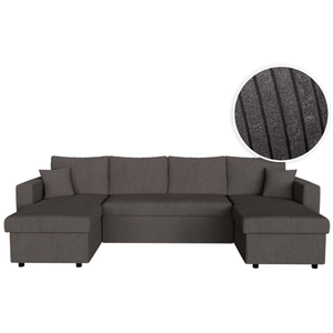 LOUNGITUDE Canapé d'angle panoramique MARIA convertible avec 2 coffres en velours côtelé - Gris foncé pas cher