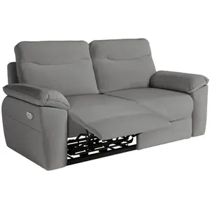 LOUNGITUDE Canapé de relaxation électrique ROSS 3 places en tissu - Gris pas cher