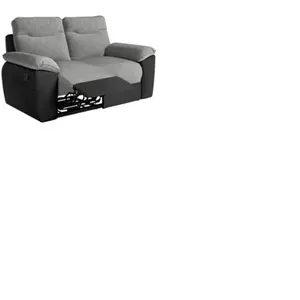 LOUNGITUDE Canapé de relaxation manuel ROSS 2 places en tissu et simili - Noir/Gris pas cher