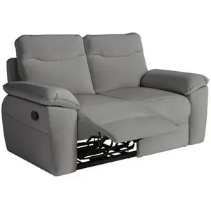 LOUNGITUDE Canapé de relaxation manuel ROSS 2 places en tissu - Gris pas cher