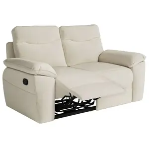 LOUNGITUDE Canapé de relaxation manuel ROSS 2 places en tissu - Beige pas cher