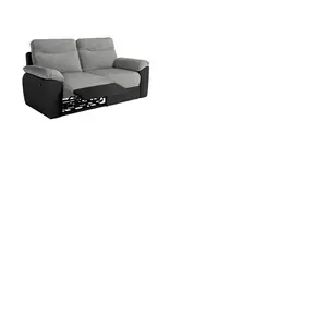 LOUNGITUDE Canapé de relaxation manuel ROSS 3 places en tissu et simil... pas cher