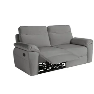 LOUNGITUDE Canapé de relaxation manuel ROSS 3 places en tissu - Gris pas cher