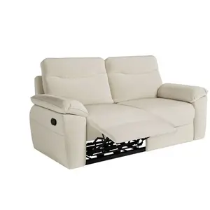 LOUNGITUDE Canapé de relaxation manuel ROSS 3 places en tissu - Beige pas cher