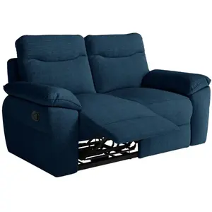 LOUNGITUDE Canapé de relaxation manuel ROSS 2 places en tissu texturé 3D - Bleu foncé pas cher