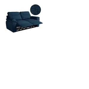 LOUNGITUDE Canapé de relaxation manuel ROSS 3 places en tissu texturé 3D - Bleu foncé pas cher