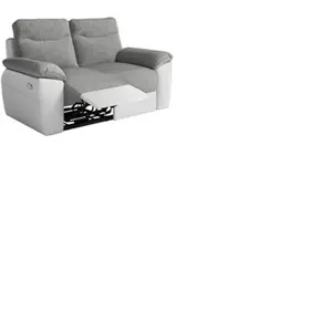 LOUNGITUDE Canapé de relaxation électrique ROSS 2 places en tissu et simili - Blanc/Gris pas cher