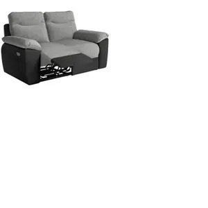 LOUNGITUDE Canapé de relaxation électrique ROSS 2 places en tissu et simili - Noir/Gris pas cher