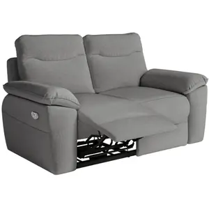 LOUNGITUDE Canapé de relaxation électrique ROSS 2 places en tissu - Gris pas cher