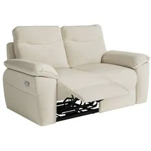 LOUNGITUDE Canapé de relaxation électrique ROSS 2 places en tissu - Beige pas cher