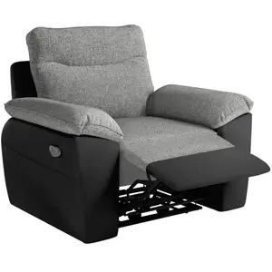 LOUNGITUDE Fauteuil de relaxation électrique ROSS en tissu et simili - Noir/Gris pas cher