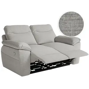LOUNGITUDE Canapé de relaxation électrique ROSS 2 places en tissu texturé 3D - Gris clair pas cher