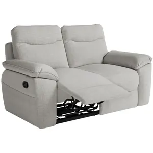 LOUNGITUDE Canapé de relaxation manuel ROSS 2 places en tissu texturé 3D - Gris clair pas cher