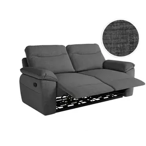 LOUNGITUDE Canapé de relaxation manuel ROSS 3 places en tissu texturé 3D - Gris foncé pas cher