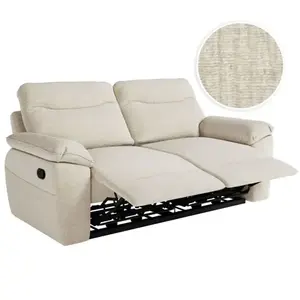 LOUNGITUDE Canapé de relaxation manuel ROSS 3 places en tissu texturé 3D - Beige pas cher