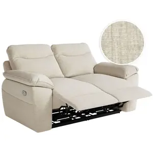 LOUNGITUDE Canapé de relaxation électrique ROSS 2 places en tissu texturé 3D - Beige pas cher