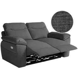LOUNGITUDE Canapé de relaxation électrique ROSS 2 places en tissu texturé 3D - Gris foncé pas cher