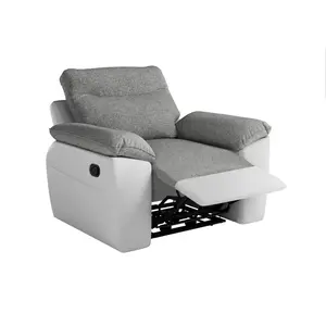 LOUNGITUDE Fauteuil de relaxation manuel ROSS en tissu et simili - Blanc/Gris pas cher