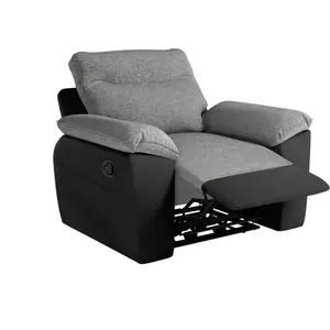 LOUNGITUDE Fauteuil de relaxation manuel ROSS en tissu et simili - Noir/Gris pas cher