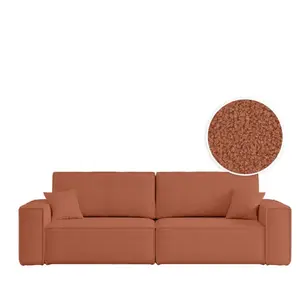 LOUNGITUDE Canapé droit 3 places FARAH convertible en tissu bouclette ... pas cher