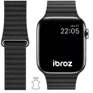 Bracelet IBROZ Apple Watch Cuir Loop 42/44/45mm noir pas cher
