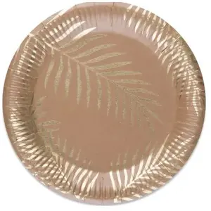 Arty Fêtes Factory Lot de 8 assiettes en carton kraft Tropi Chic palmier pas cher