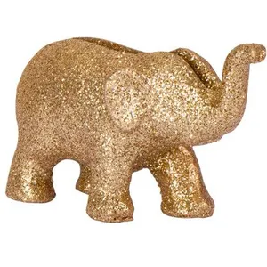 ARTYFETES - 4 olifant plaatskaarthouders van hars met gouden glitters 7 x 4 cm voor feesten pas cher