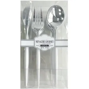 Boite ménagère GOURMET - 24 couverts - plastique design - blanc/ArgentVendu parcdiscount