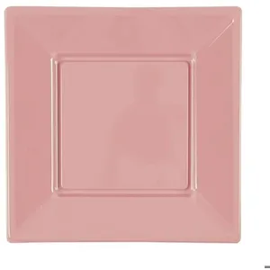 SPSS Lot de 12 petites Assiettes carrées plastique 18cm Rose pas cher