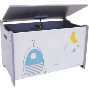 Comparateur de prix : Coffre à jouets en bois Thème Espace et fusées