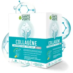 Santé verte COLLAGENE hautement dosé - Type 1 et 3 10g 30 sticks pas cher