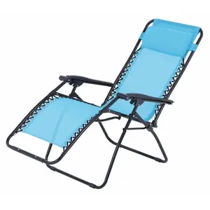 Fauteuil relax - O'Colors - SC004 - Structure en acier - Textilène - Bleu pas cher