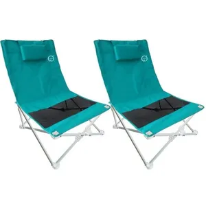 O'SUN Lot de 2 sièges de plage pliables - O'Beach - Acier - Textilène - Bleu pas cher