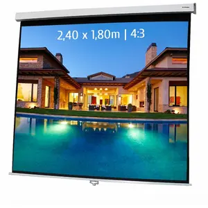 KIMEX Ecran projection manuel 2,40 x 1,80m Format 4:3 pas cher