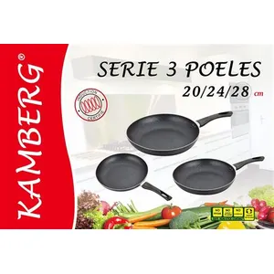 Kamberg - Set 3 Poêles 20/24/28 cm - Aluminium Pressé - Revêtement pie... pas cher