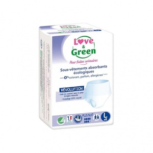 Love & Green Sous-vêtements absorbants adulte hypo et écologiques Plus Nuit Taille L x8 pas cher