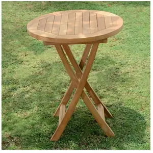 TECK'ATTITUDE Table pliante ronde en teck massif Bistrot ø 60 cm pas cher