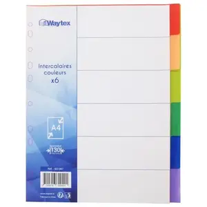 WAYTEX 931347 Intercalaires A4 6 Touches Neutres en Polypropylène de Couleurs Vives avec Index pas cher