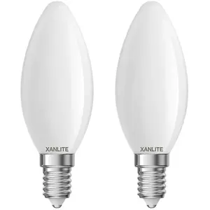 XANLITE Lot de 2 Ampoules Filament led Flamme Opaque, culot E14, 470 Lumens, e... pas cher