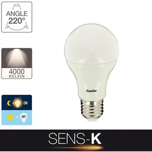 Ampoule led A60, culot E27, 11W cons. (60W eq.), lumière blanc neutre, détecteur crépusculaire - SE60GLSCW - Xanlite pas cher