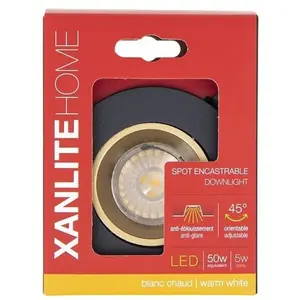 XANLITE Spot GU10 50W 2700K Rond orientable Noir et or IP20 pas cher
