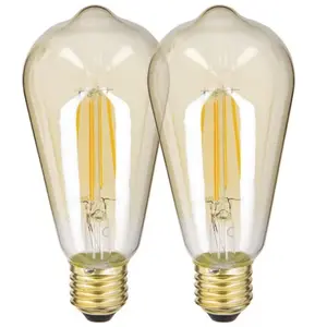 XANLITE - Pack de 2 Ampoules à filament LED Vintage ST64, Ambrées, cul... pas cher