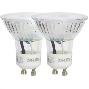 Xanlite Lot De 2 Ampoules LED Spot Culot GU10 - Spot LED GU10 Angle D'Éclairage 36° - Ampoule GU10 LED 5W Équivalant 50W - Ampoule LED GU10 345 Lumens - LED Ampoule Lumière Blanc Chaud - PACK2VG50S pas cher