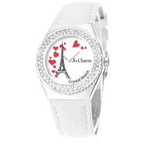 SO CHARM Montre mouvement tournant en forme de coeur made with crystal from Swarovski - 30mm - BlancVendu parcdiscount