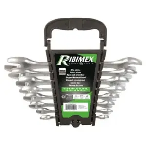 Ribimex Ribitech Jeu de 8 clés plates en acier chromé vanadium - Marque - Dimensions : 6 x 7 pas cher
