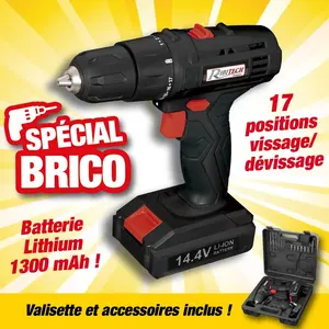 Ribimex Perceuse-visseuse batterie lithium 14,4V pas cher