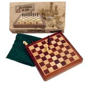 Pmwd Jeu de plateau en bois pliant - TRADITIONNEL - ECHIQUIER 25cm - Roi 44mm - Blanc et Multicolore pas cher