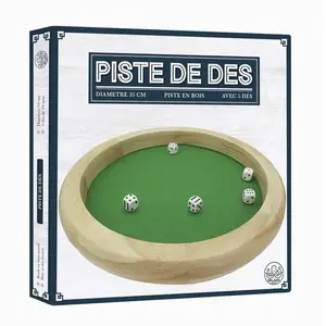Piste de dés en bois massif - PISTE 35CM BOIS AVEC 5 DES - Adulte - Blanc - 2 joueurs ou plus pas cher