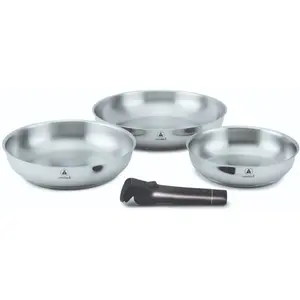 Set De 3 Poêles Inox Amovible 20/24/28cm - réactif pas cher